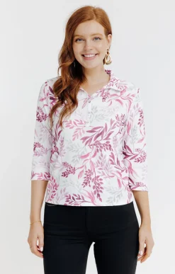 Tee-shirts<Armand Thiery Tee-shirt imprimé feuillages manches 3/4 - Écru