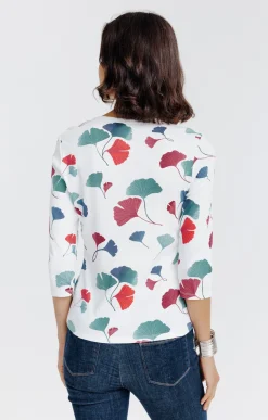 Tee-shirts<Armand Thiery Tee-shirt imprimé floral col rond patte - Écru