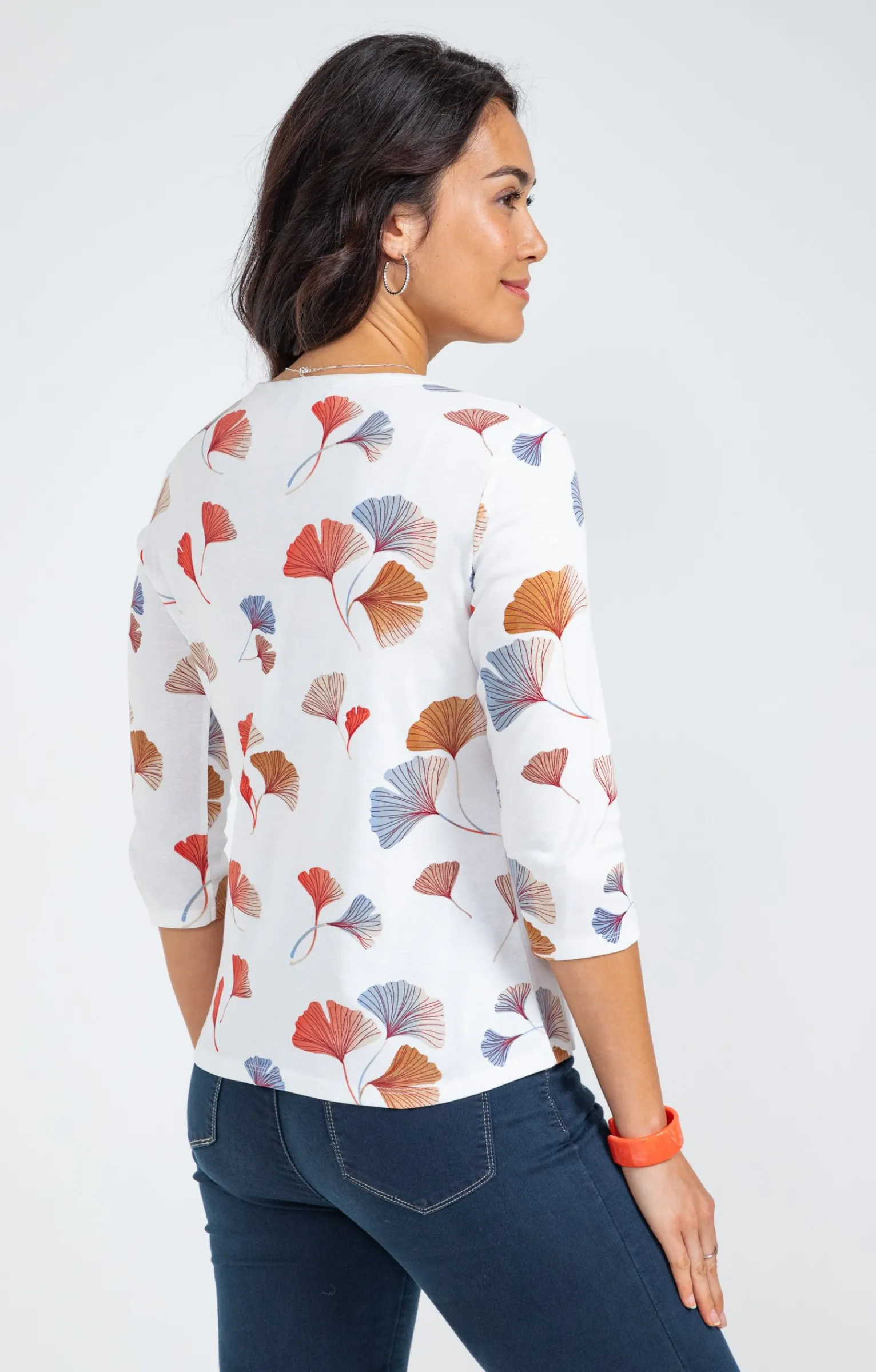 Tee-shirts<Armand Thiery Tee-shirt imprimé floral col rond patte - Melon