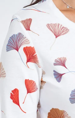 Tee-shirts<Armand Thiery Tee-shirt imprimé floral col rond patte - Melon