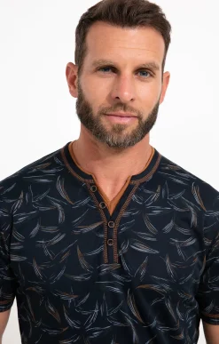 Polos & Tee-shirts<Armand Thiery Tee-shirt manches courtes Black Leaf - Camel