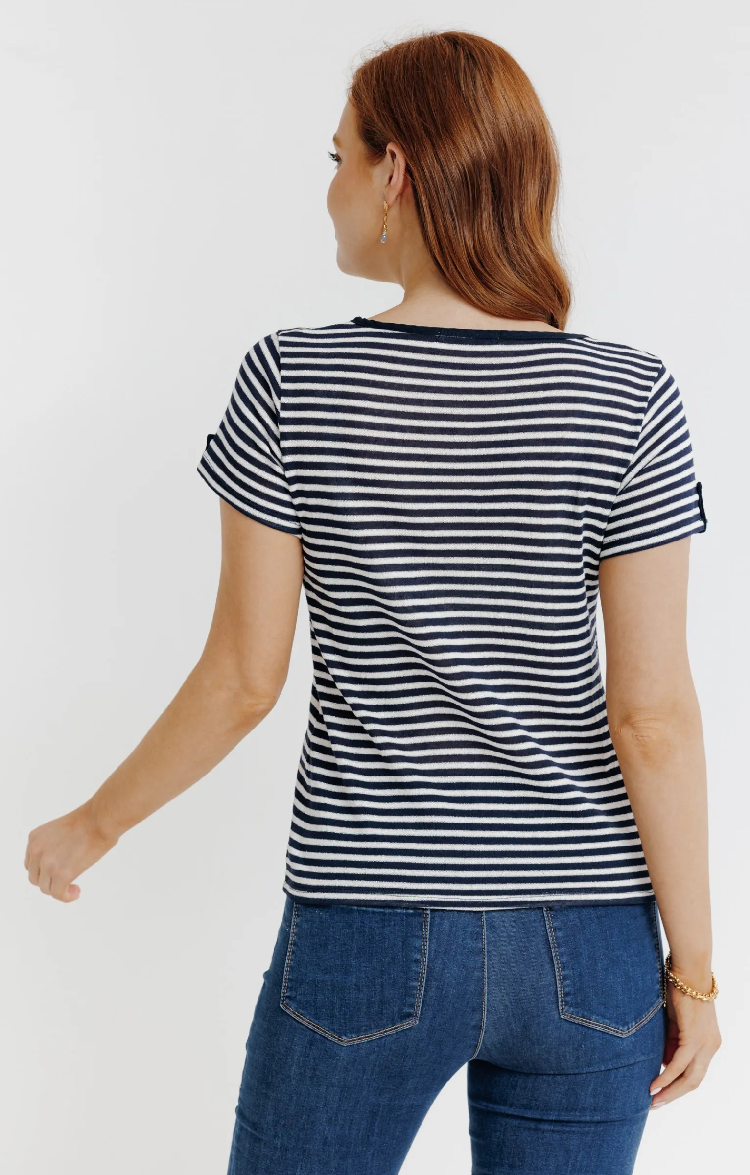 Tee-shirts<Armand Thiery Tee-shirt manches courtes rayures - Écru