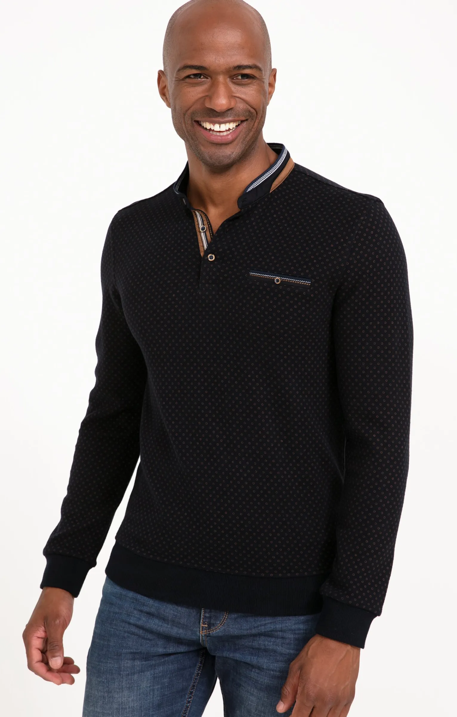Polos & Tee-shirts<Armand Thiery Tee-shirt manches longues Mini Print - Marine