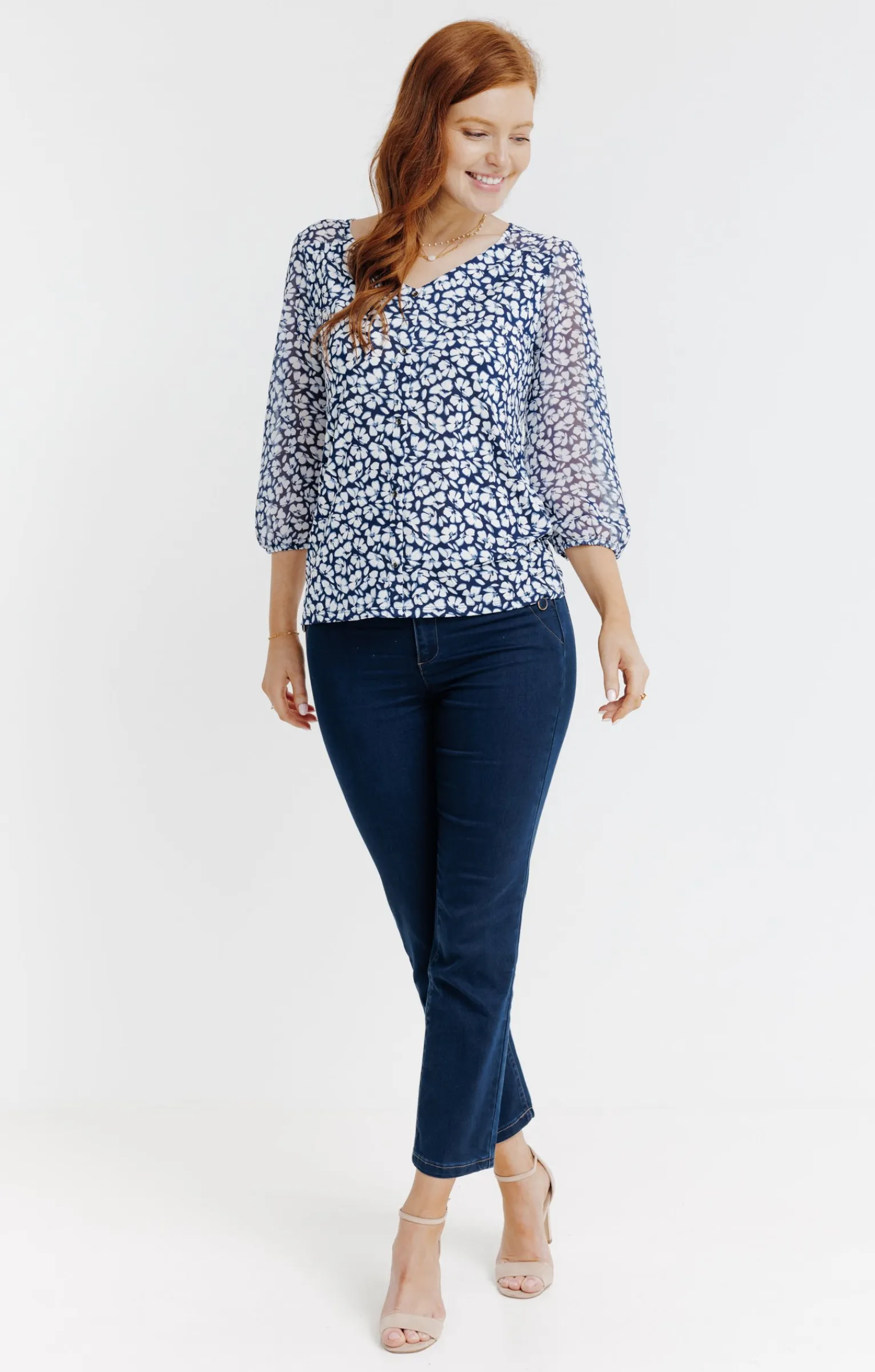 Tee-shirts<Armand Thiery Tee-shirt mix matière imprimé fleurs - Bleu