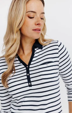 Tee-shirts<Armand Thiery Tee-shirt rayures col chemise - Marine
