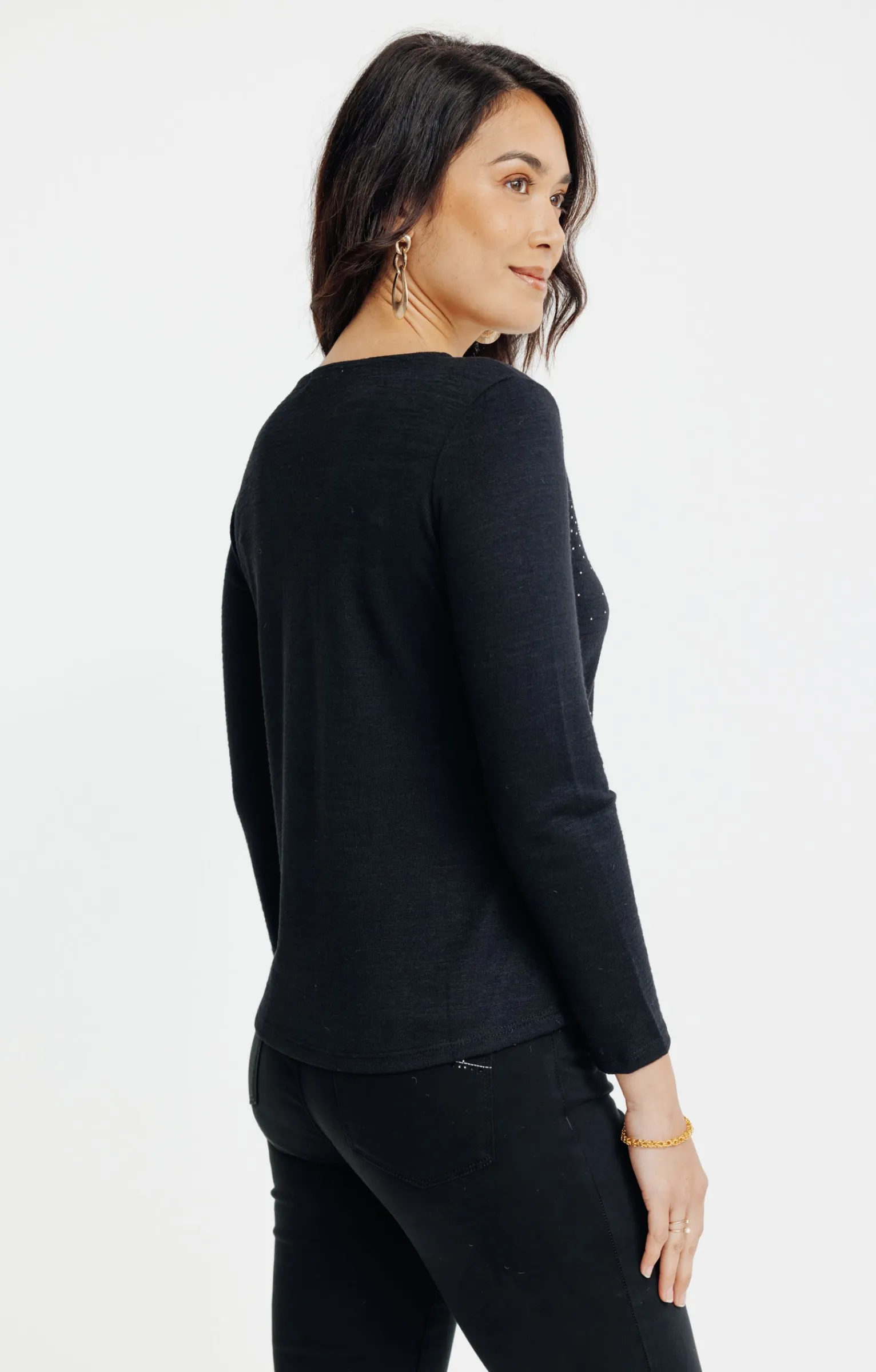 Tee-shirts<Armand Thiery Tee-shirt strass col V - Noir