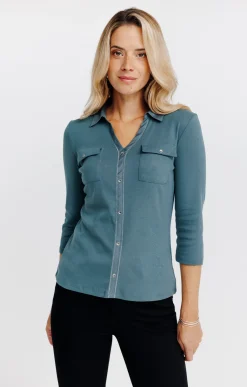 Tee-shirts<Armand Thiery Tee-shirt uni col chemise - Tilleul