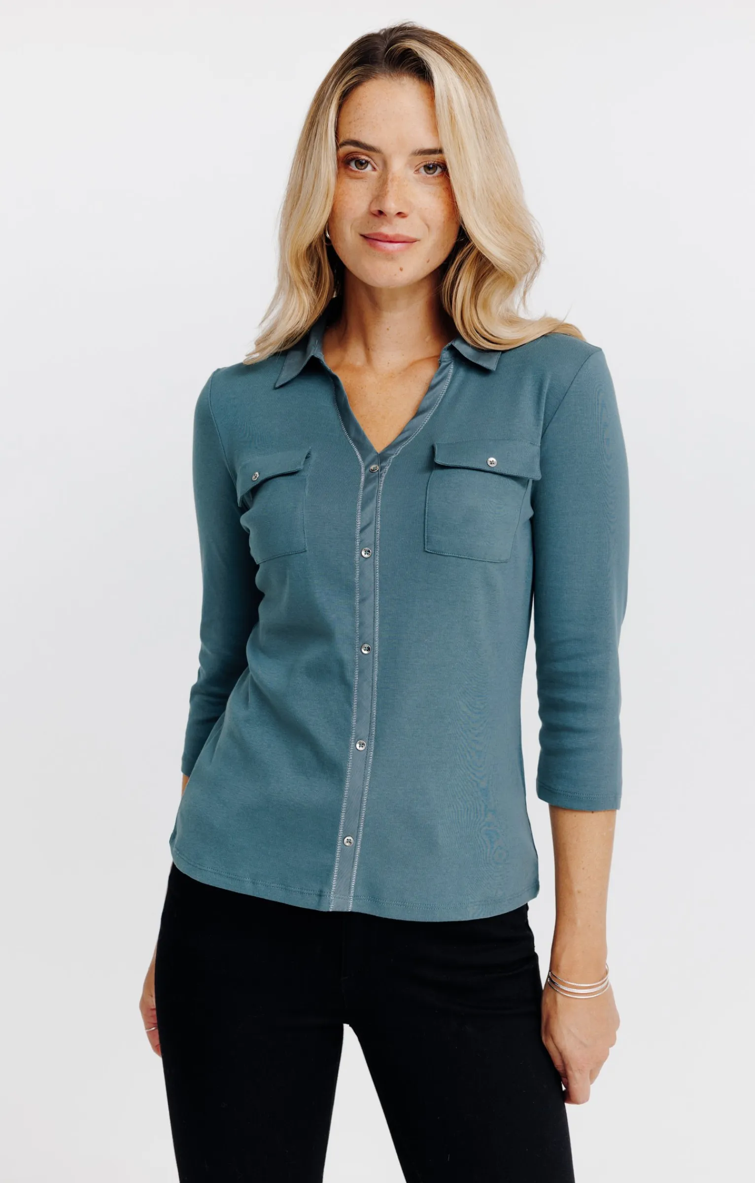 Tee-shirts<Armand Thiery Tee-shirt uni col chemise - Tilleul