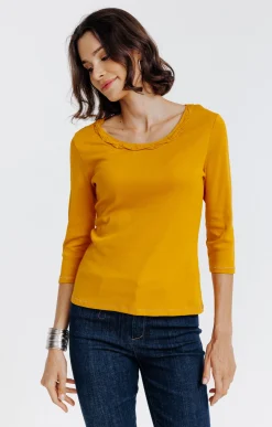 Tee-shirts<Armand Thiery Tee-shirt uni col rond - Ocre