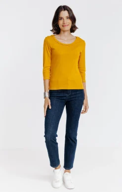 Tee-shirts<Armand Thiery Tee-shirt uni col rond - Ocre