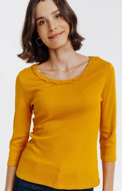 Tee-shirts<Armand Thiery Tee-shirt uni col rond - Ocre