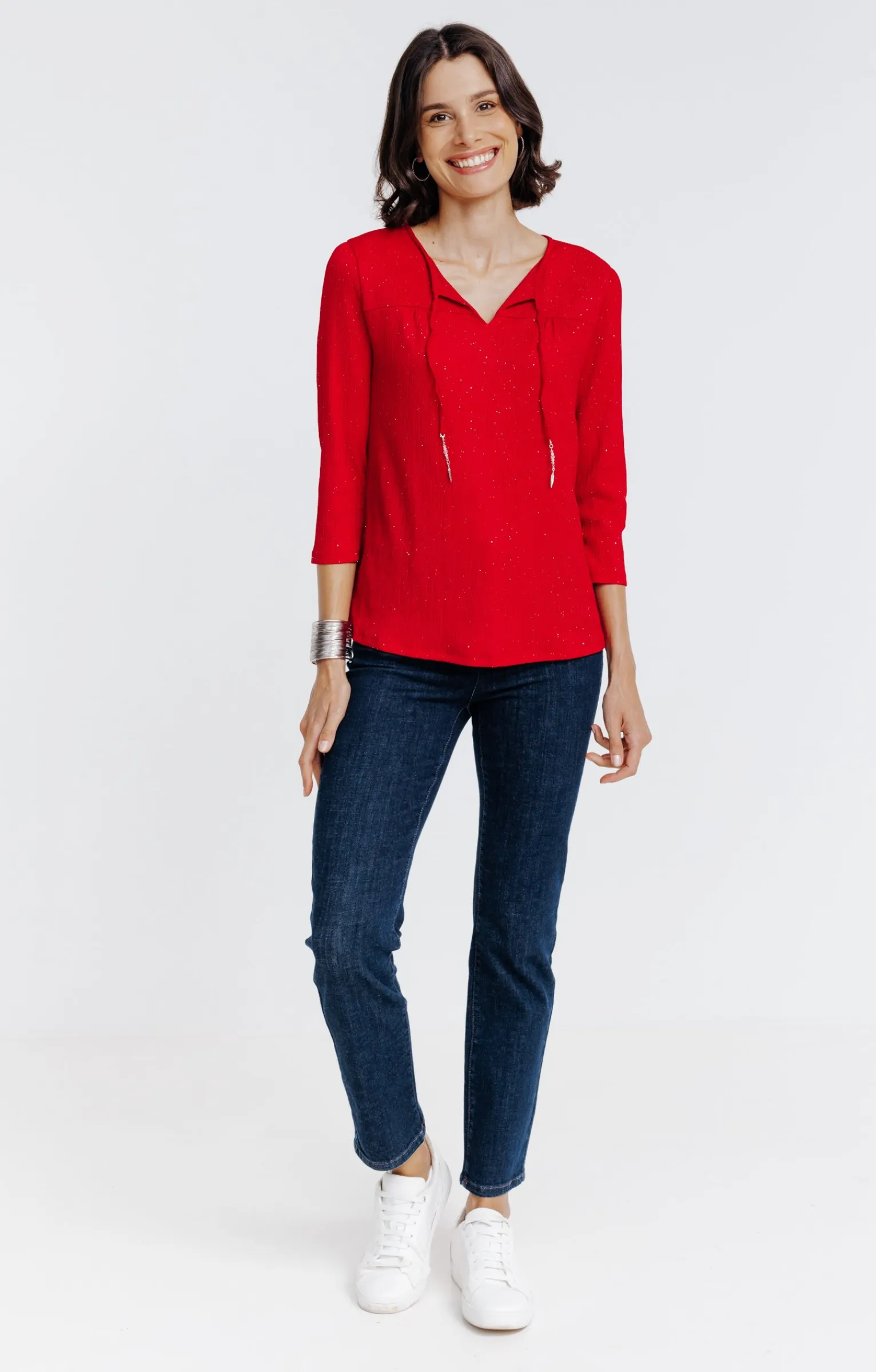 Tee-shirts<Armand Thiery Tee-shirt uni manches 3/4 - Rouge
