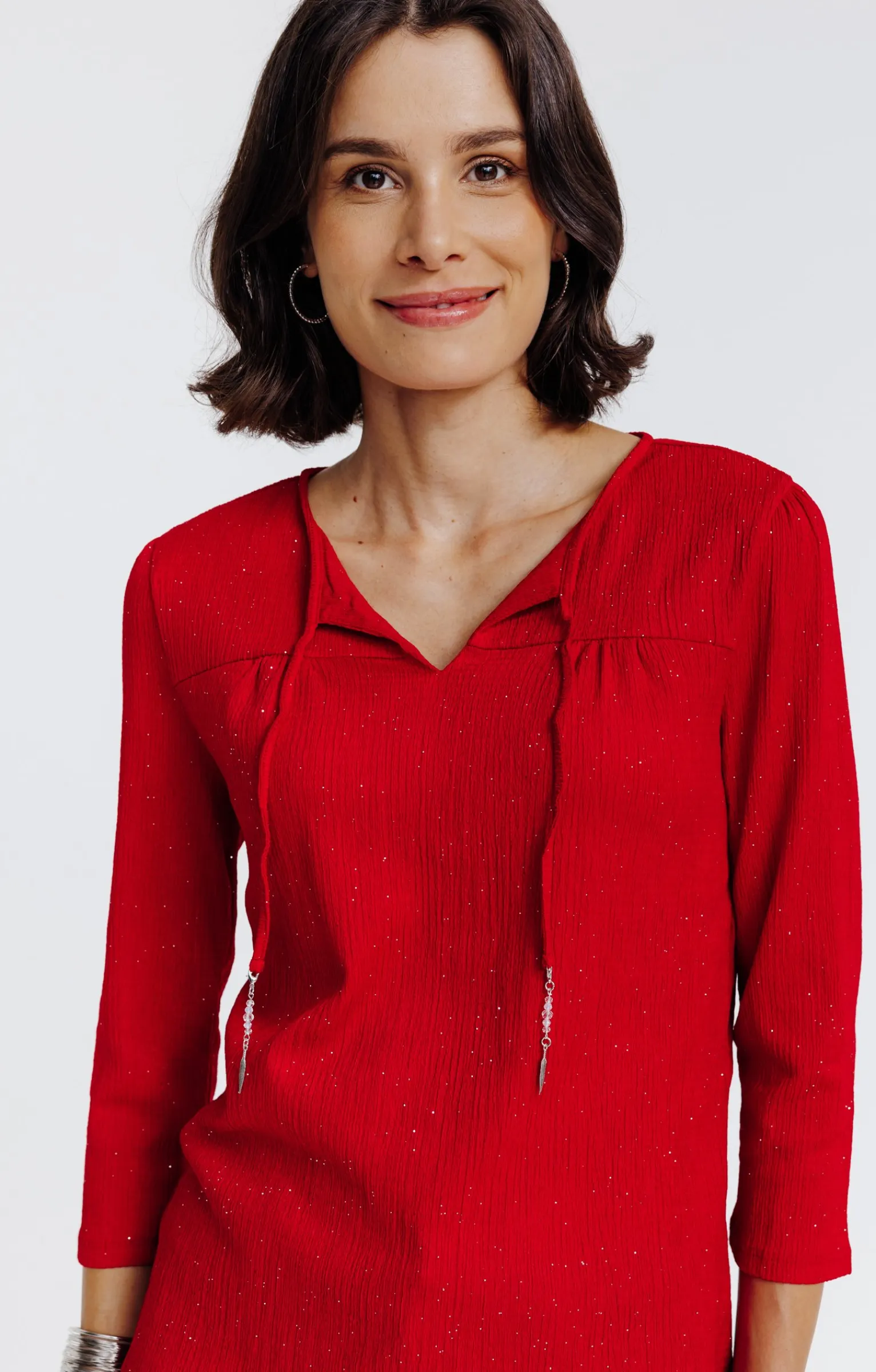 Tee-shirts<Armand Thiery Tee-shirt uni manches 3/4 - Rouge