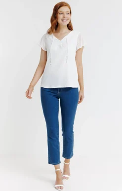 Tee-shirts<Armand Thiery Tee-shirt uni mix matière - Écru