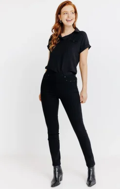 Pantalons<Armand Thiery Tregging en denim détails strass - Noir