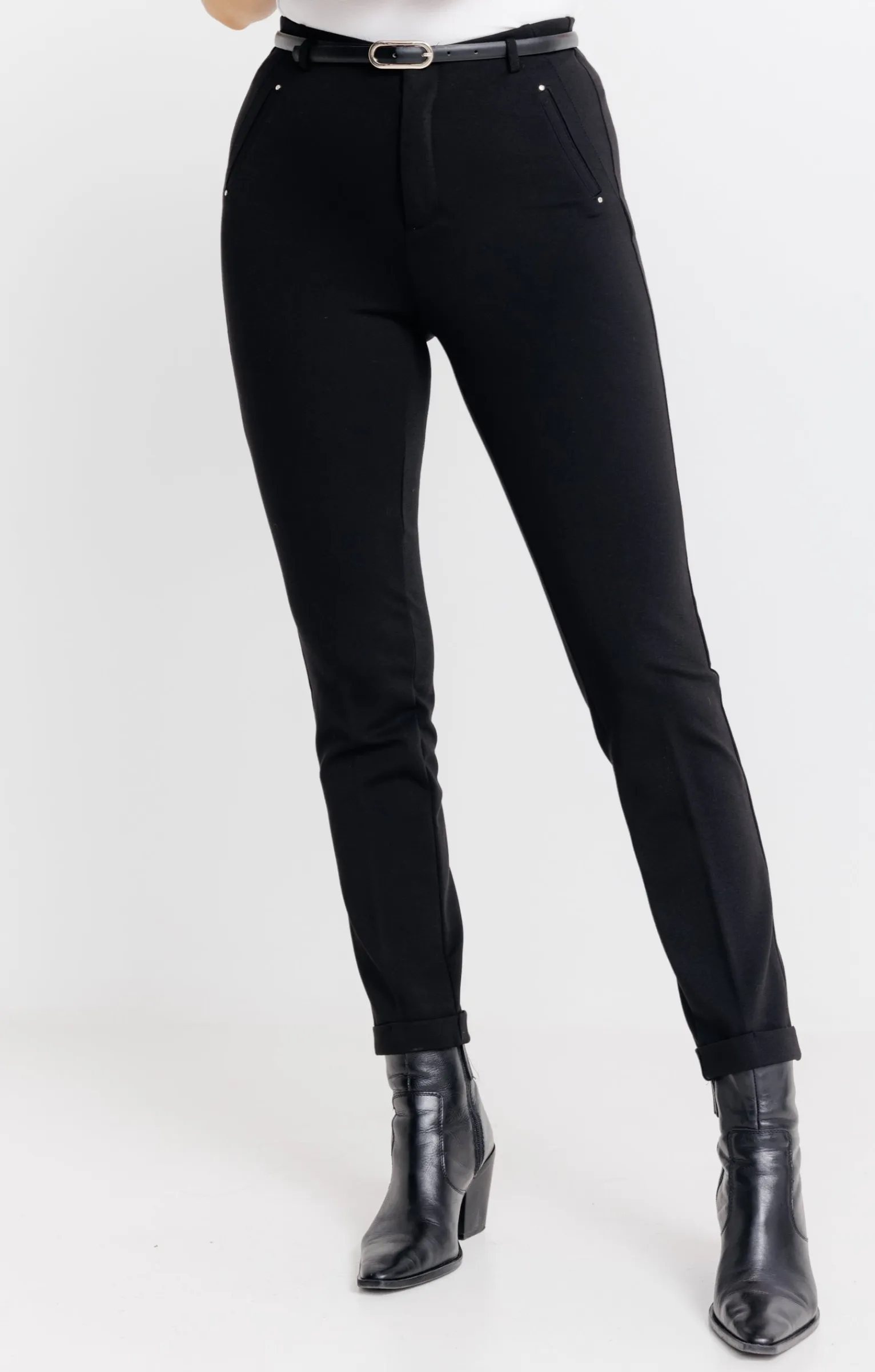 Pantalons<Armand Thiery Tregging milano détail similicuir clous - Noir