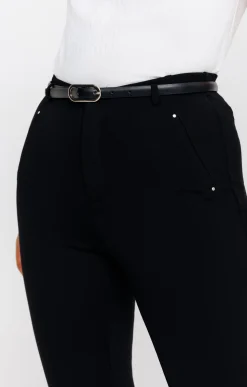 Pantalons<Armand Thiery Tregging milano détail similicuir clous - Noir
