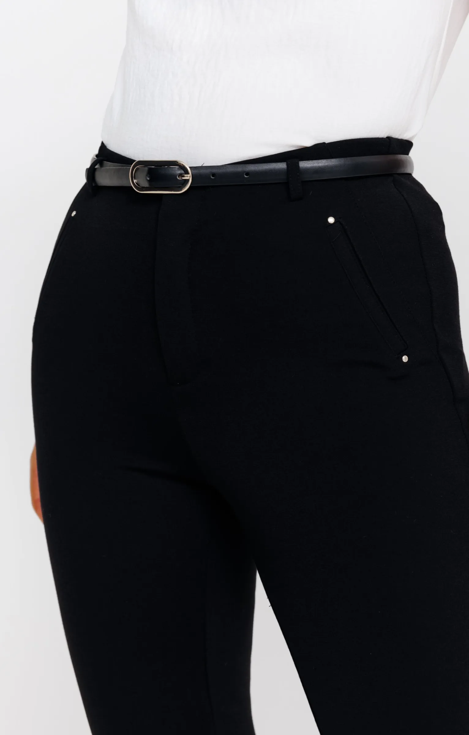 Pantalons<Armand Thiery Tregging milano détail similicuir clous - Noir