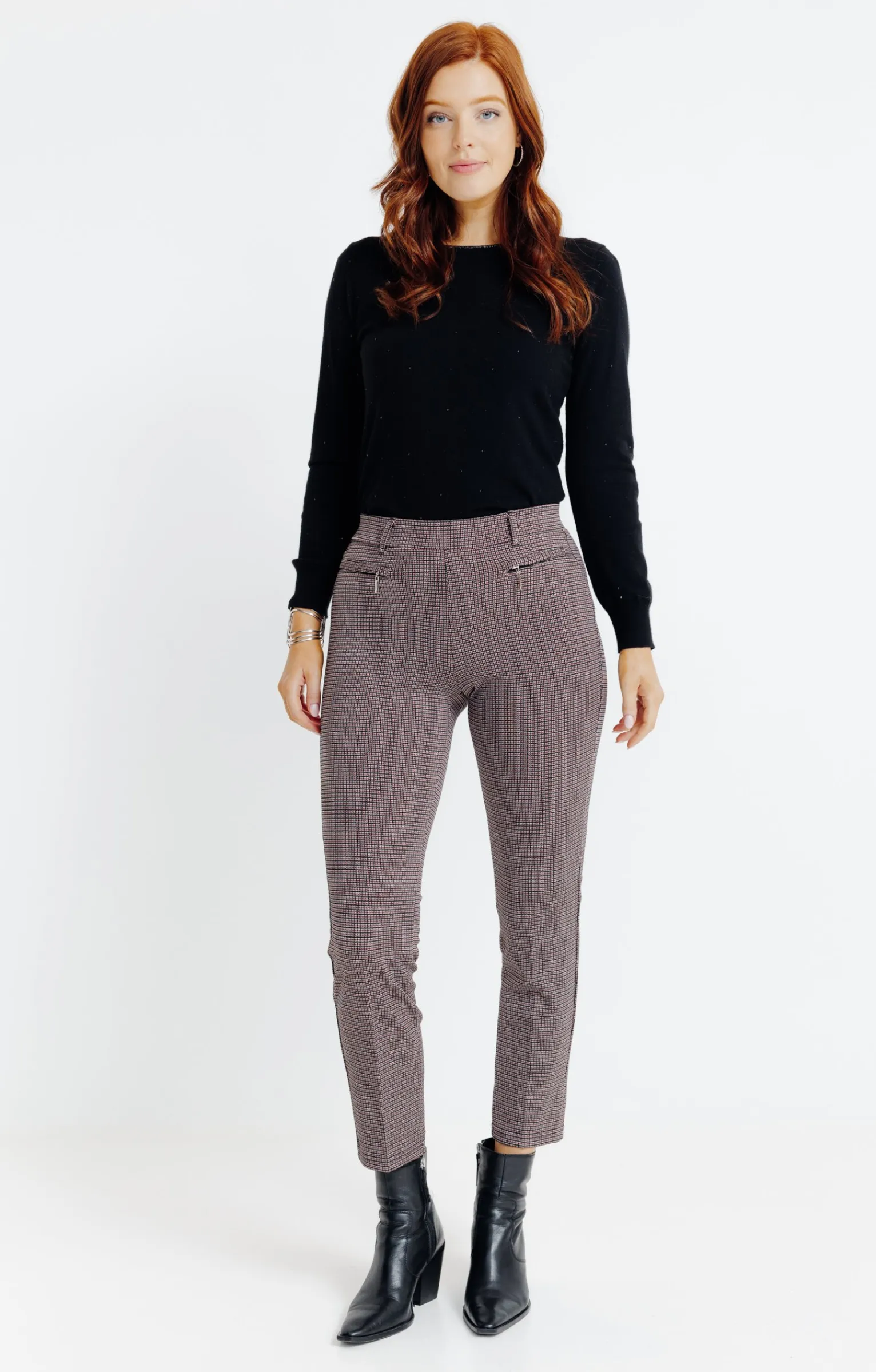 Pantalons<Armand Thiery Tregging motif pied de poule - Noir