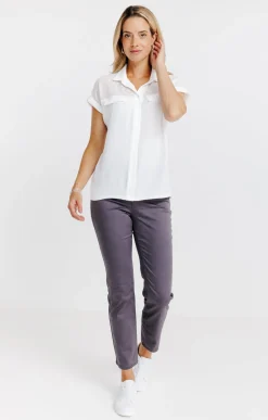 Tee-shirts<Armand Thiery T-SHIRT COL CHEMISE MIX MATIERE - Écru