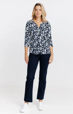 Tee-shirts<Armand Thiery T-SHIRT COL MAO IMPRIME VEGETAL - Noir