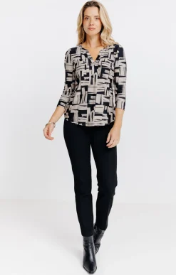 Tee-shirts<Armand Thiery T-SHIRT COL MAO MANCHES 3/4 - Noir