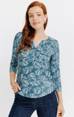 Tee-shirts<Armand Thiery T-SHIRT COL MAO MANCHES 3/4 - Tilleul