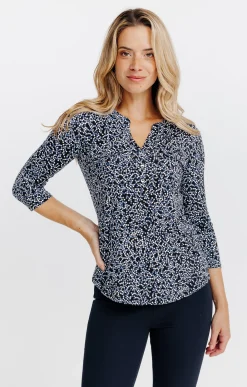 Tee-shirts<Armand Thiery T-SHIRT COL MAO MANCHES 3/4 - Noir