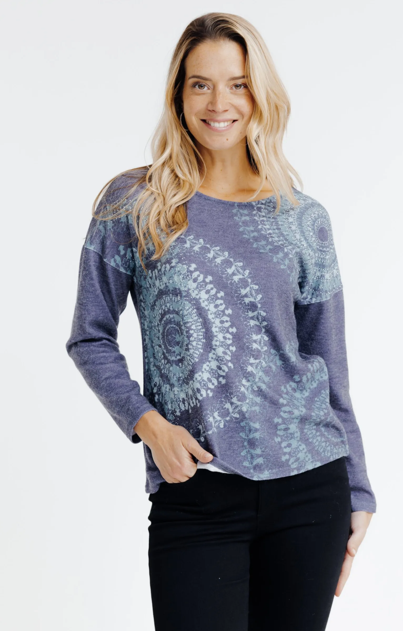 Tee-shirts<Armand Thiery T-SHIRT COL ROND MANCHES LONGUES - Bleu