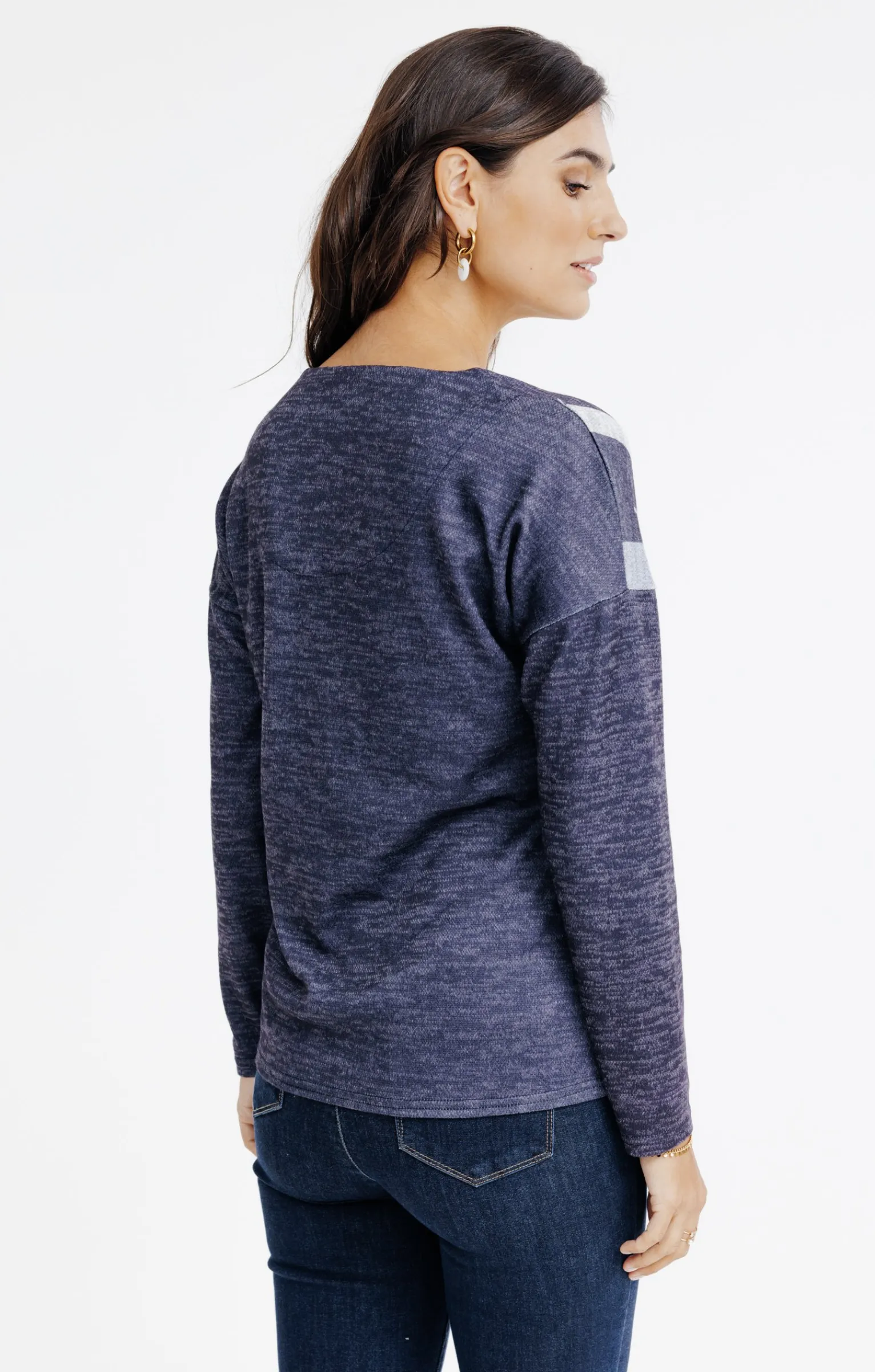 Tee-shirts<Armand Thiery T-SHIRT COL ROND MANCHES LONGUES - Marine