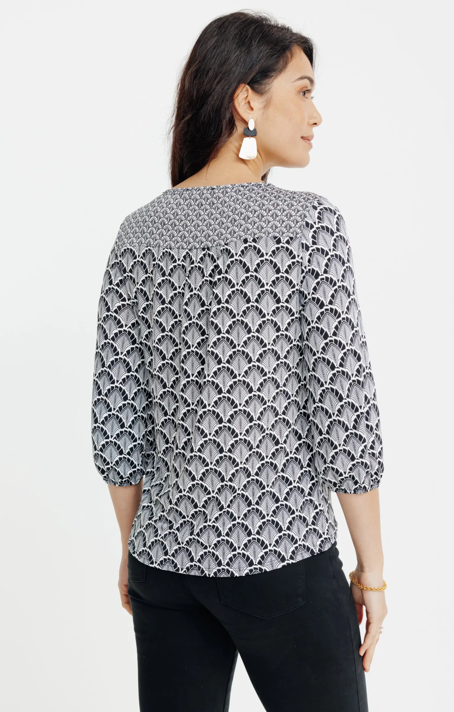 Tee-shirts<Armand Thiery T-SHIRT COL V MANCHES 3/4 - Noir