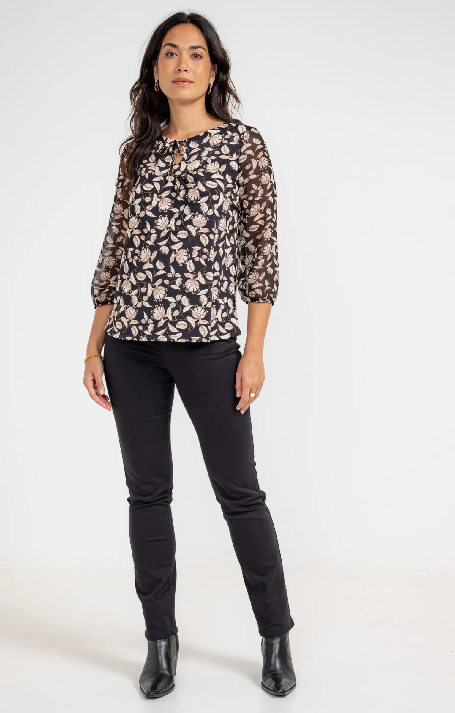 Tee-shirts<Armand Thiery T-SHIRT COL V MANCHES 3/4 - Noir