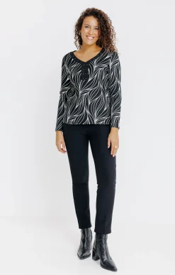 Tee-shirts<Armand Thiery T-SHIRT COL V MANCHES LONGUES - Noir
