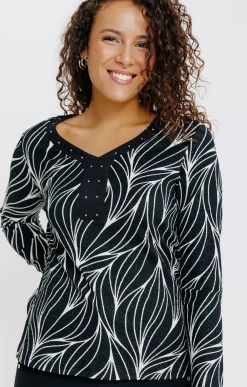 Tee-shirts<Armand Thiery T-SHIRT COL V MANCHES LONGUES - Noir