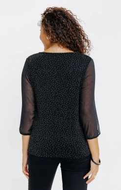 Tee-shirts<Armand Thiery T-SHIRT FETE COL V MANCHES 3/4 - Noir