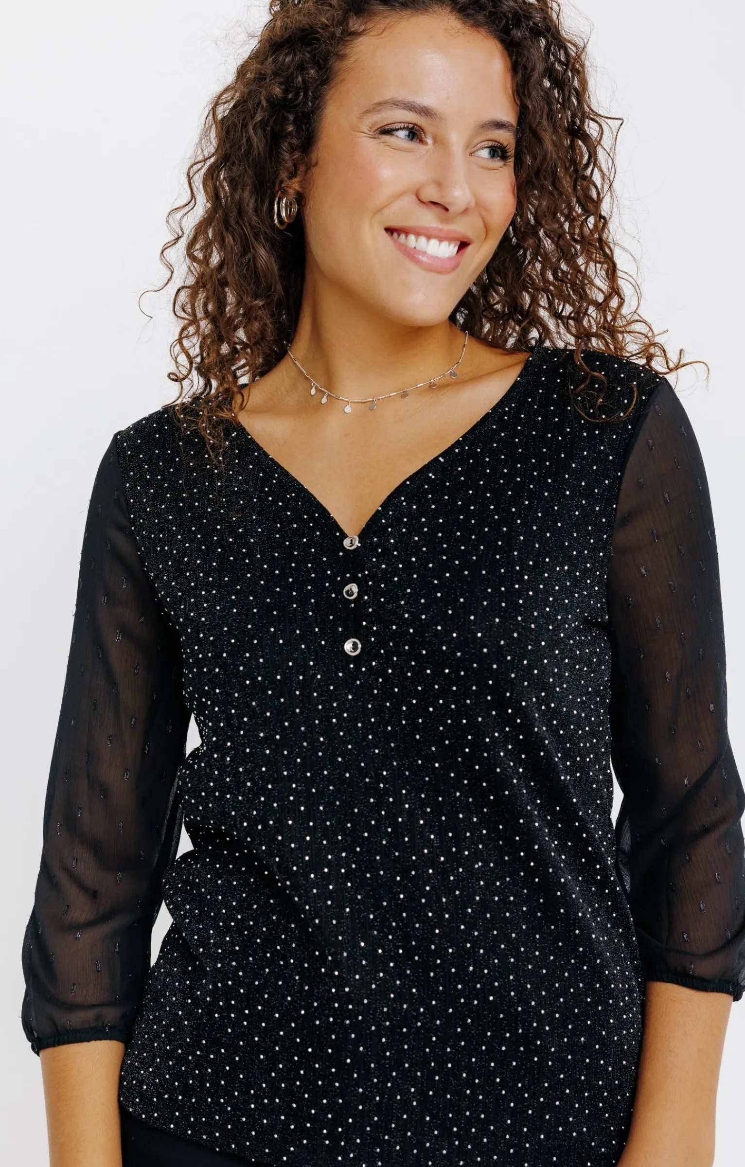 Tee-shirts<Armand Thiery T-SHIRT FETE COL V MANCHES 3/4 - Noir