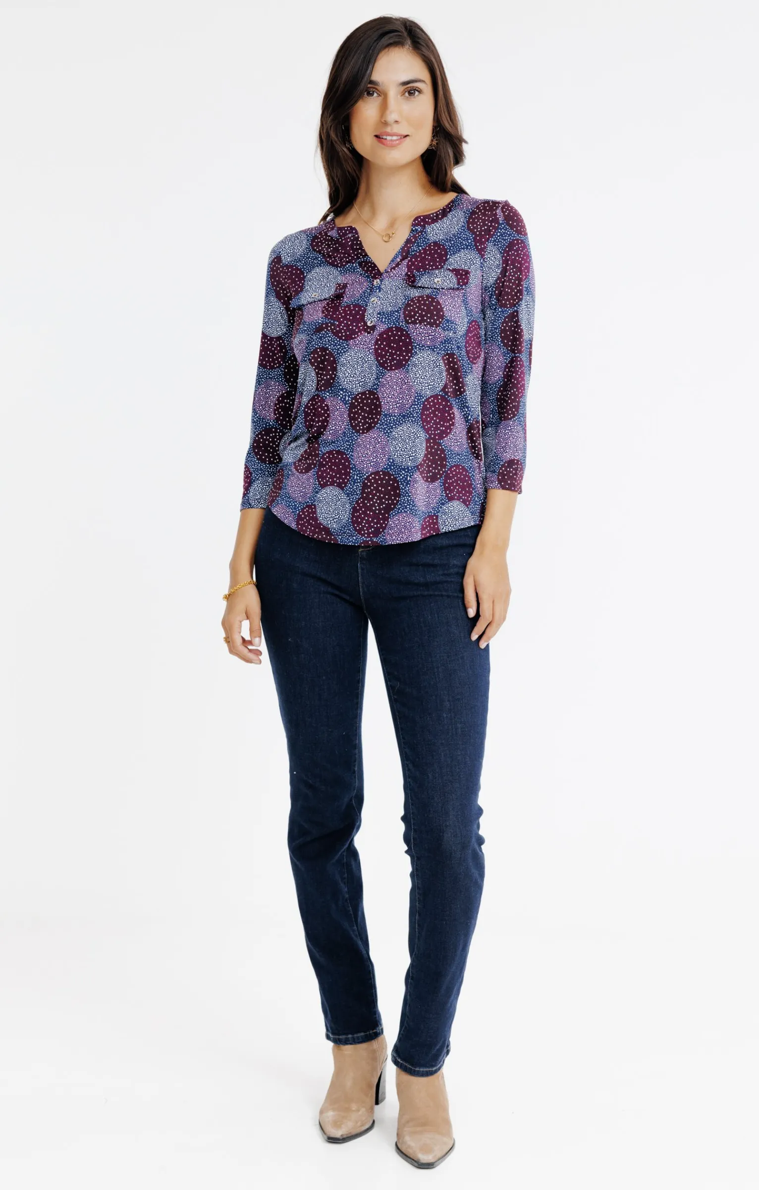 Tee-shirts<Armand Thiery T-SHIRT IMPRIME COL MAO - Bleu