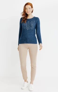 Tee-shirts<Armand Thiery T-SHIRT IMPRIME STRASS - Bleu
