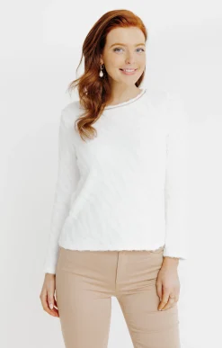 Tee-shirts<Armand Thiery T-SHIRT JACQUARD MANCHES LONGUES - Écru