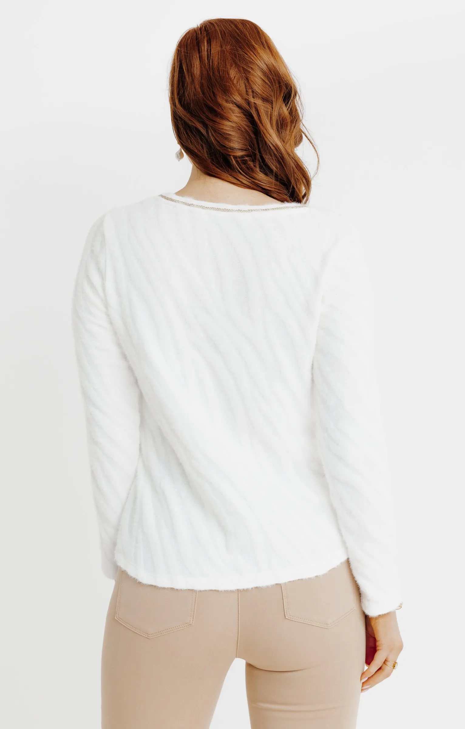 Tee-shirts<Armand Thiery T-SHIRT JACQUARD MANCHES LONGUES - Écru