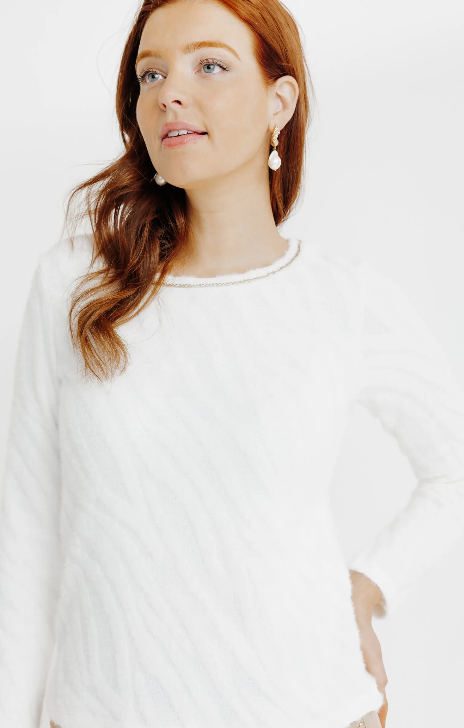 Tee-shirts<Armand Thiery T-SHIRT JACQUARD MANCHES LONGUES - Écru