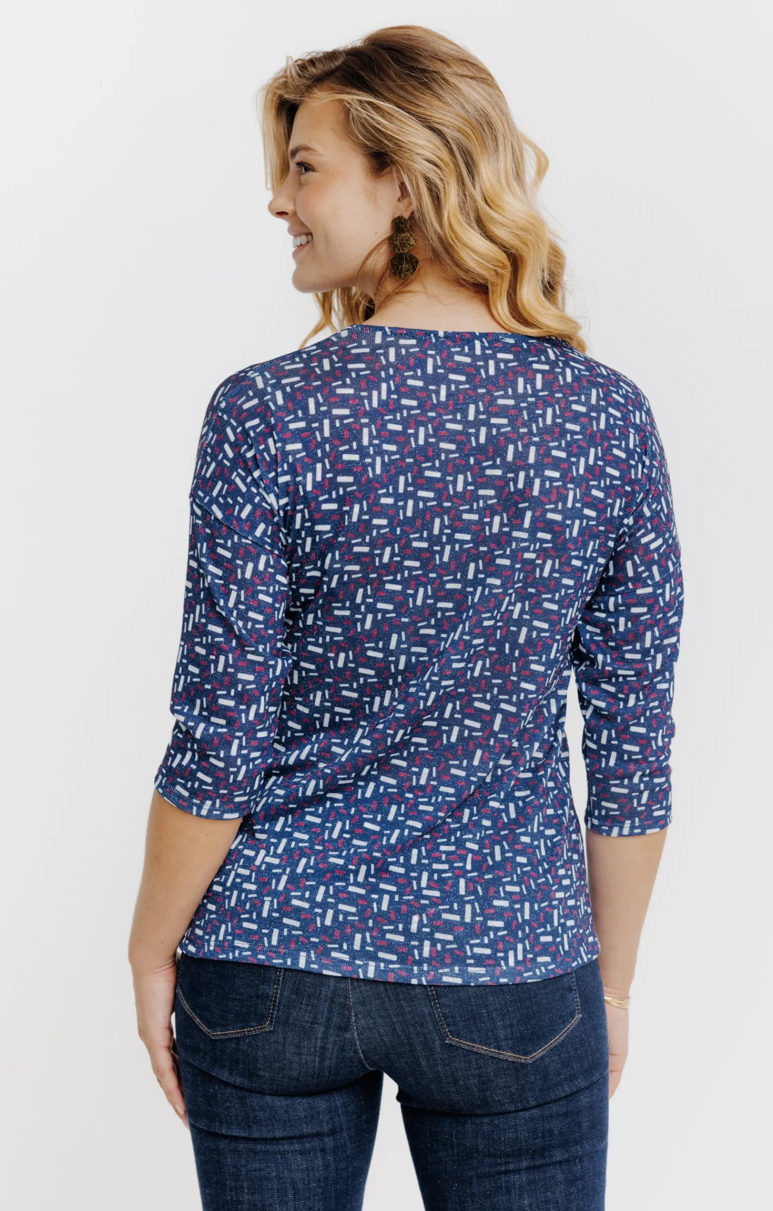 Tee-shirts<Armand Thiery T-SHIRT MAILLE BRILLANTE IMPRIME GEO - Bleu