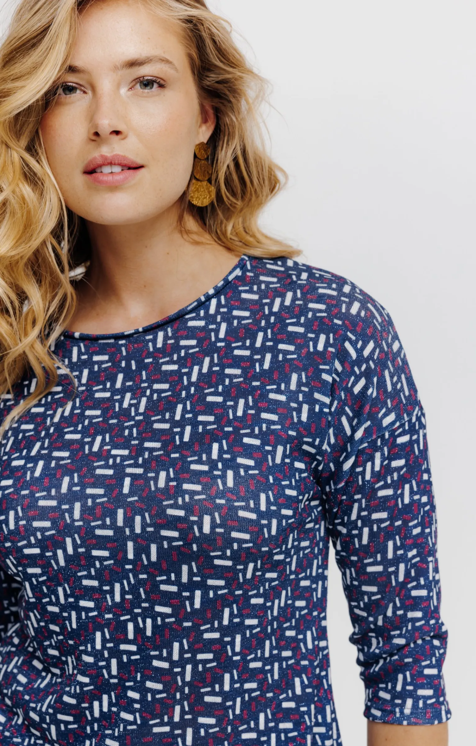 Tee-shirts<Armand Thiery T-SHIRT MAILLE BRILLANTE IMPRIME GEO - Bleu