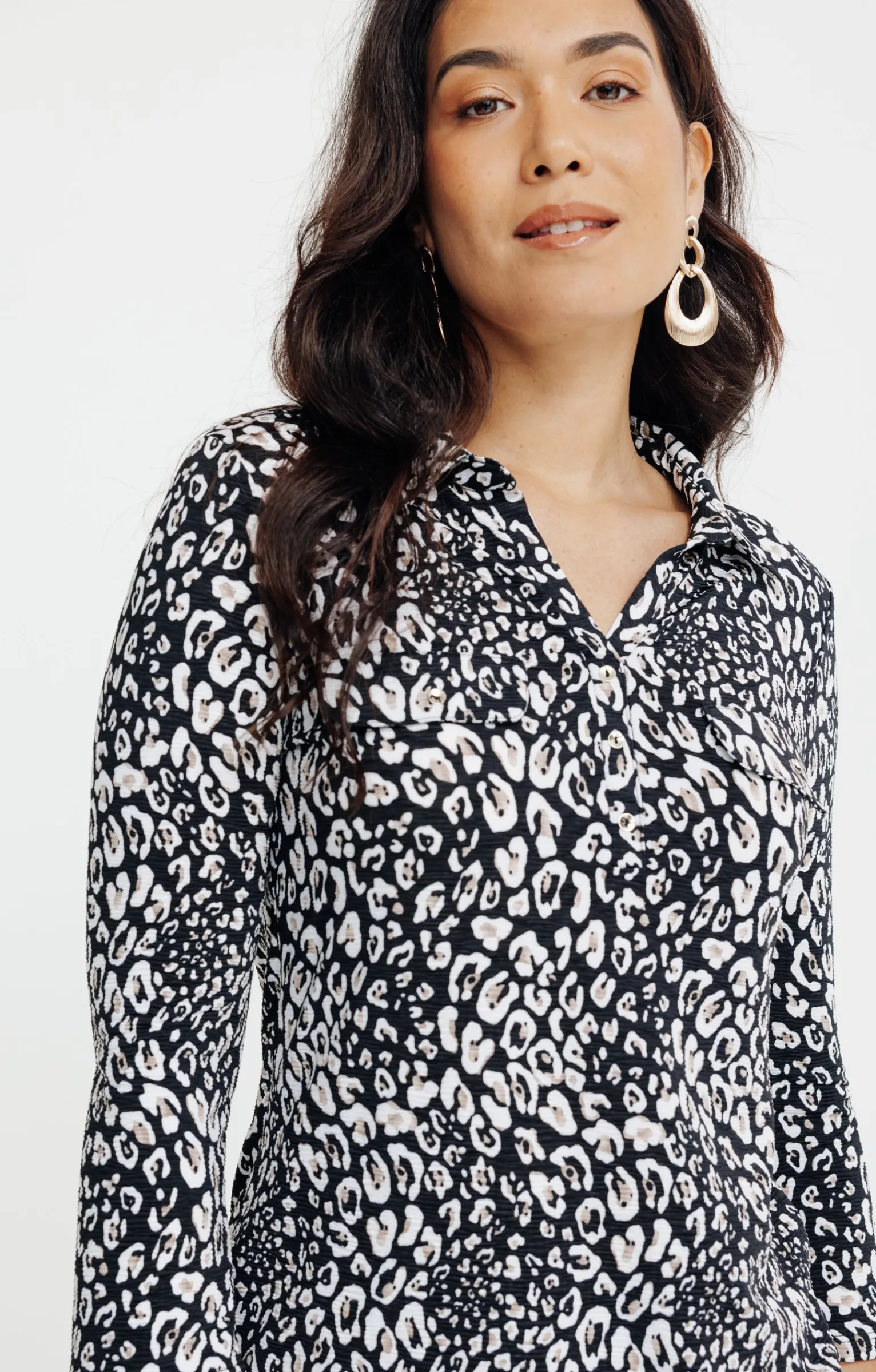 Tee-shirts<Armand Thiery T-SHIRT MANCHES 3/4 MOTIF ANIMAL PLISSE - Noir