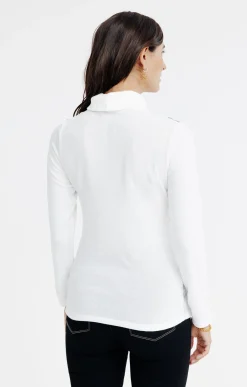 Tee-shirts<Armand Thiery T-SHIRT MANCHES LONGUES COL BOULE - Écru