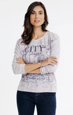 Tee-shirts<Armand Thiery T-SHIRT MANCHES LONGUES COL V - Rose