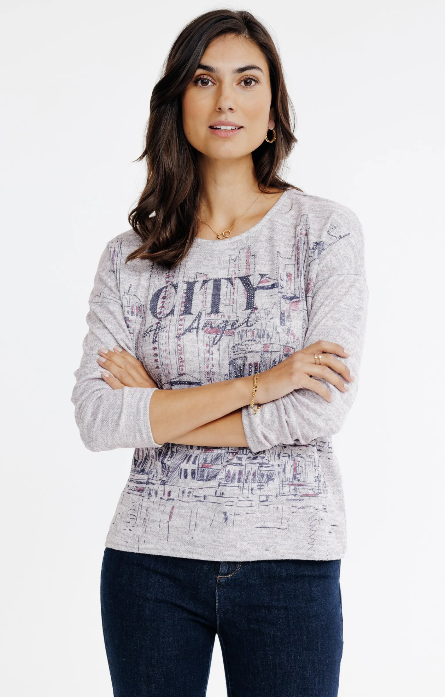 Tee-shirts<Armand Thiery T-SHIRT MANCHES LONGUES COL V - Rose
