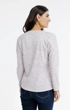 Tee-shirts<Armand Thiery T-SHIRT MANCHES LONGUES COL V - Rose