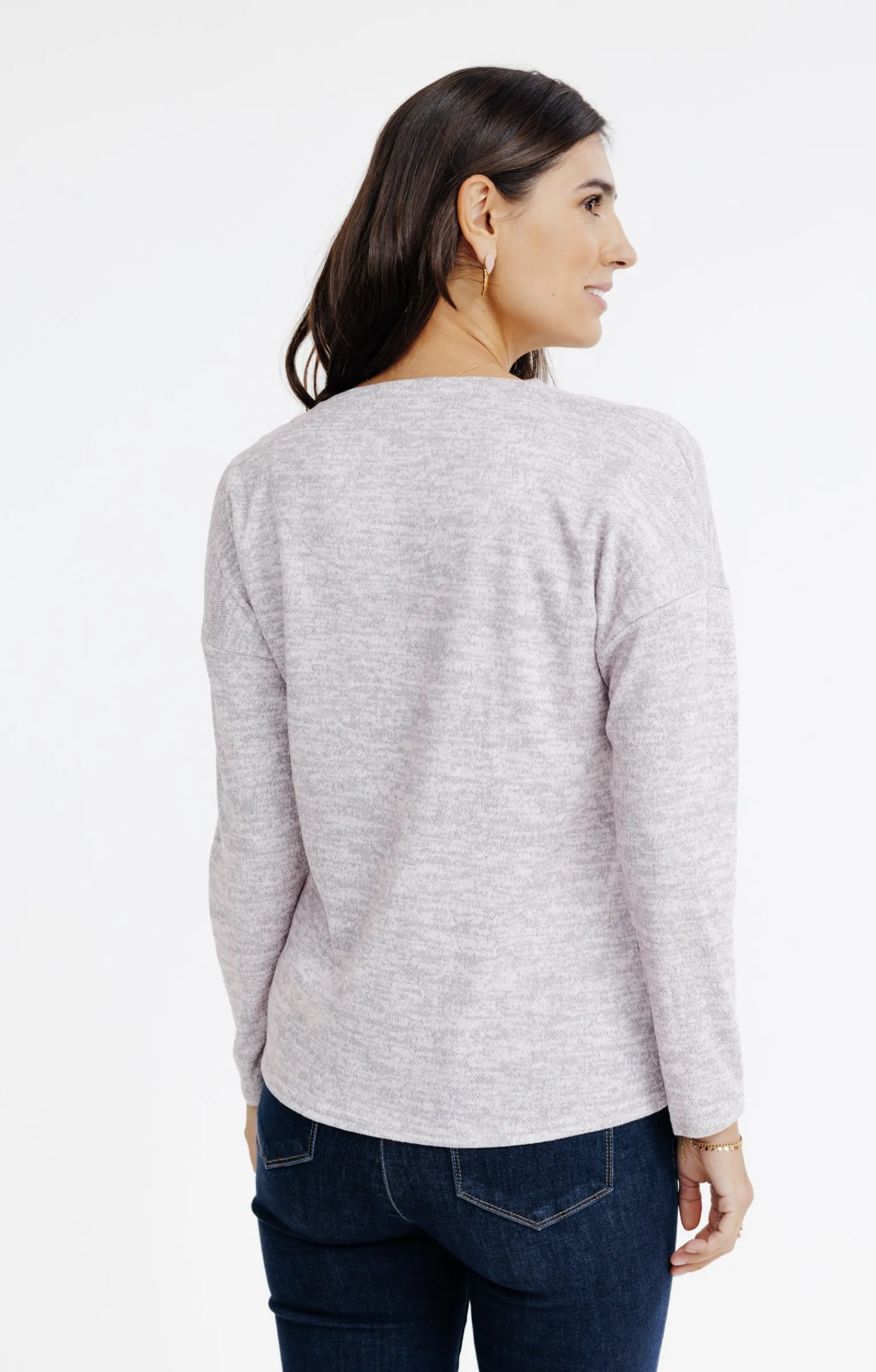 Tee-shirts<Armand Thiery T-SHIRT MANCHES LONGUES COL V - Rose