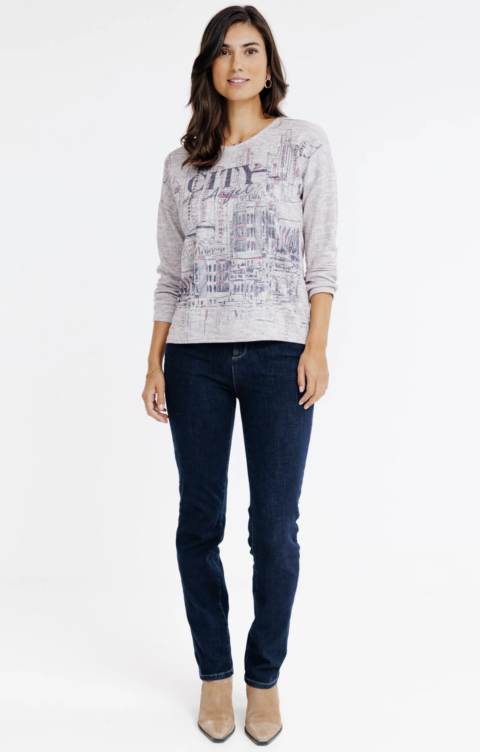 Tee-shirts<Armand Thiery T-SHIRT MANCHES LONGUES COL V - Rose